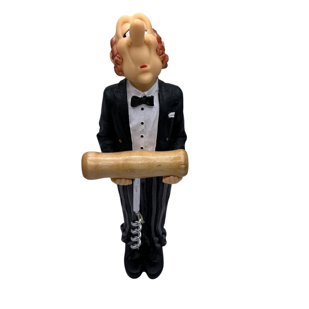 French Waiter's Wine Bottle Corkscrew‎ Holder Butler Black & White Tuxedo - Picture 2 of 9